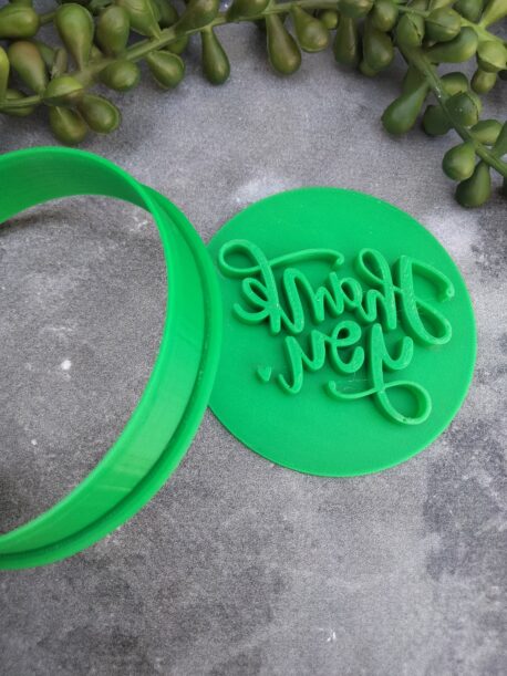 Thank You (style 2) Cookie Fondant Embosser Stamp & Cookie Cutter