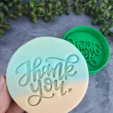 Thank You (style 2) Cookie Fondant Embosser Stamp & Cookie Cutter
