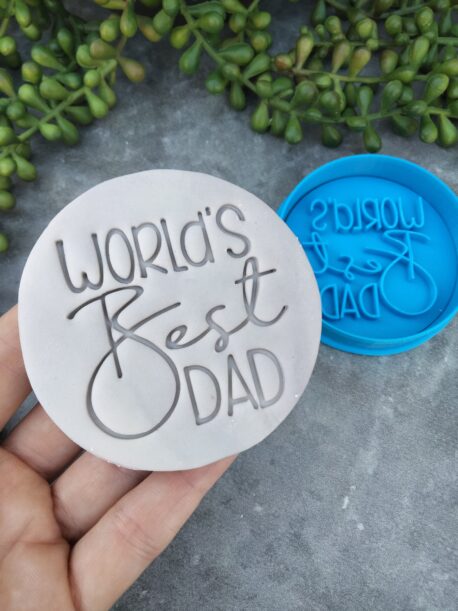Worlds Best Dad Cookie Fondant Embosser Stamp and Cookie Cutter