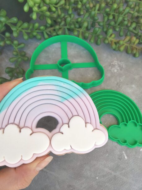 Rainbow and Clouds Cookie Fondant Embosser Stamp and Cookie Cutter