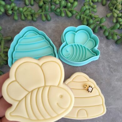 Cute Bee & Beehive Cookie Fondant Embosser Stamp and Cookie Cutter