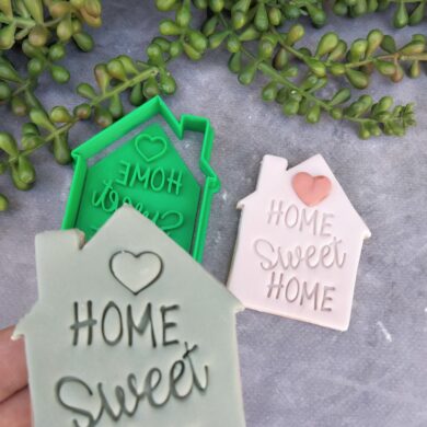 Home Sweet Home Housewarming Gift Cookie Fondant Embosser Stamp and House Cutter