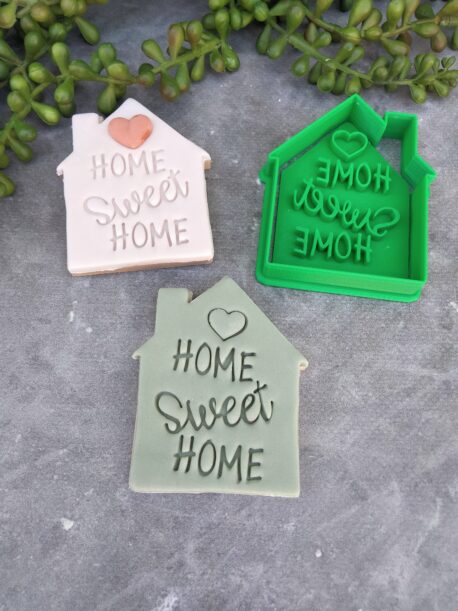 Home Sweet Home Housewarming Gift Cookie Fondant Embosser Stamp and House Cutter