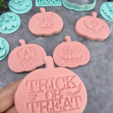 Halloween Jack O'Lantern Cookie Fondant Embosser Stamp and Cutter Set