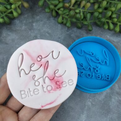 He or She? Bite to See Gender Reveal Day Party Cookie Fondant Stamp and Cookie Cutter