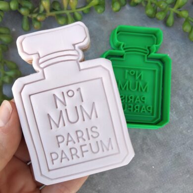 No 1 Mum Perfume Bottle Cookie Cutter and Fondant Stamp Embosser - Mothers Day