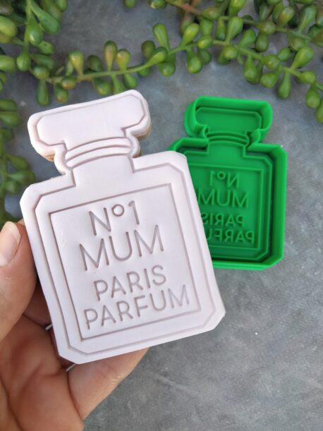No 1 Mum Perfume Bottle Cookie Cutter and Fondant Stamp Embosser - Mothers Day
