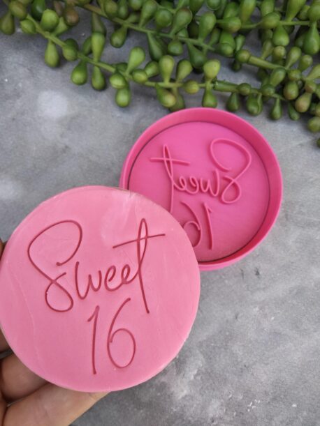 Sweet Sixteen / Happy 16th Birthday Cookie Fondant Embosser Stamp and Cutter