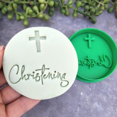 DIY Christening with Cross Cookie Fondant Embosser Stamp and Cutter