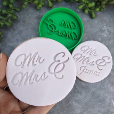 DIY Mr & Mrs Cookie Fondant Embosser Stamp and Cutter