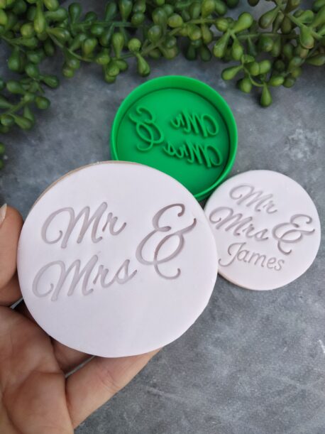 DIY Mr & Mrs Cookie Fondant Embosser Stamp and Cutter