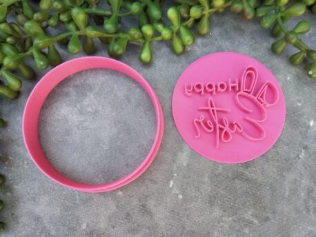 Happy Easter with Bunny Ears Cookie Fondant Stamp Embosser and Cutter