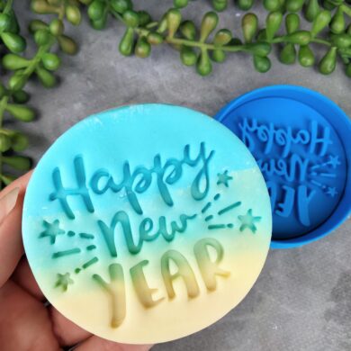 Happy New Year Cookie Fondant Stamp Embosser and Cutter