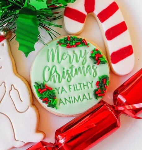 Merry Christmas Ya Filthy Animal Cookie Fondant Stamp Embosser & Cutter