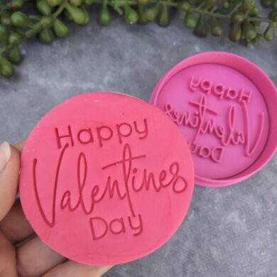 Happy Valentines Day (Style 2) Cookie Fondant Embosser Stamp & Cutter