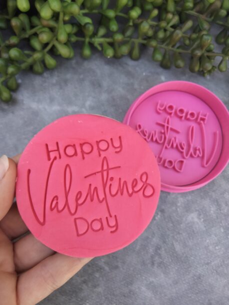 Happy Valentines Day (Style 2) Cookie Fondant Embosser Stamp & Cutter