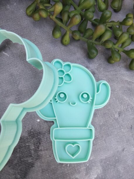 Cute Kawaii Cactus Cookie Cutter / Fondant Embosser Stamp