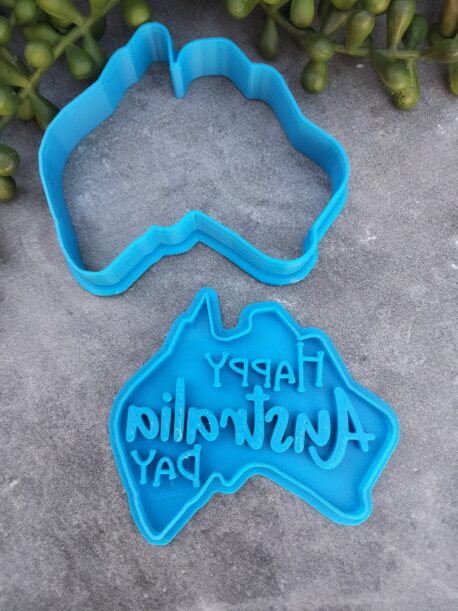 Happy Australia Day with Australian Map Cookie Fondant Embosser Stamp & Cookie Cutter