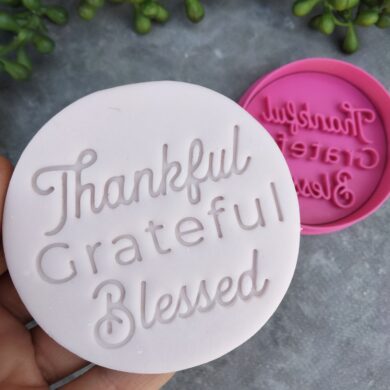 Thankful Grateful Blessed Cookie Fondant Embosser Stamps and Cutter