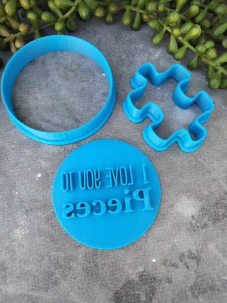 Jigsaw - I Love You to Pieces / Valentines Cookie Fondant Stamp Embosser and Cookie Cutter