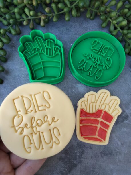 Fries before Guys Cookie Cutter and Fondant Embosser Set for Galentines Day Valentines Day French Fries Cookies