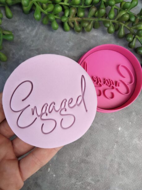 Engaged (Style 2) Cookie Fondant Embosser Stamp and Cutter