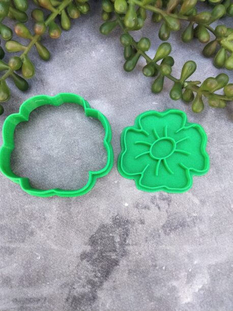 Poppy Flower Cookie Cutter Fondant Stamp Embosser and Cutter