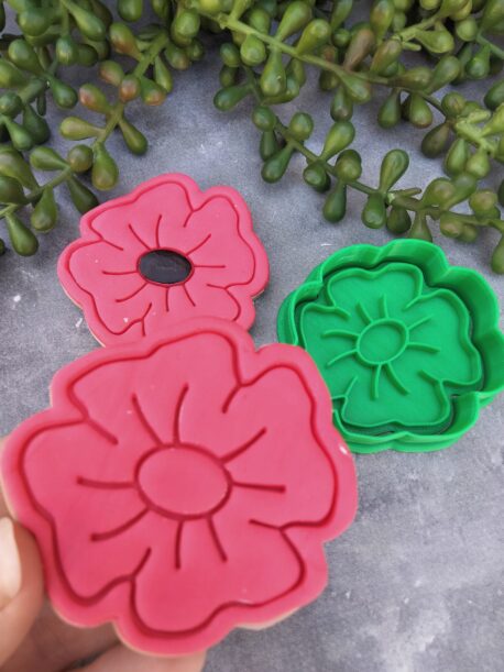 Poppy Flower Cookie Cutter Fondant Stamp Embosser and Cutter