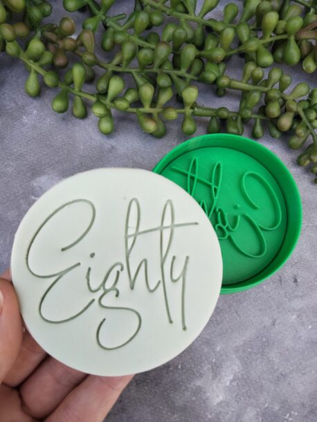 Eighty 80th Birthday Cookie Fondant Stamp & Cookie Cutter
