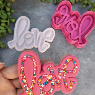 Love Text Cookie Cutter and Fondant Embosser Stamp