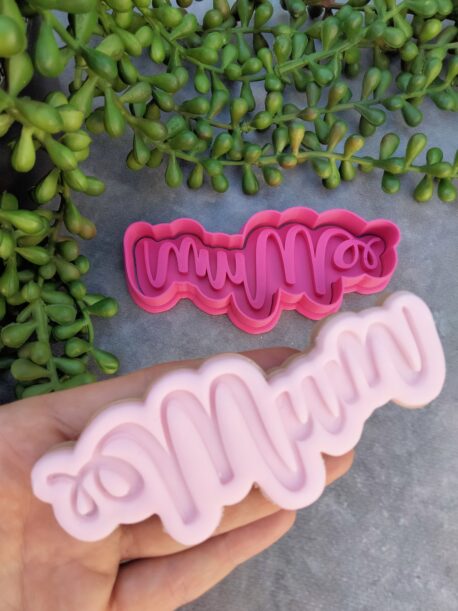 Mum Plaque Cookie Cutter and Fondant Stamp Embosser - Mothers Day - Mum Text - Mum Word