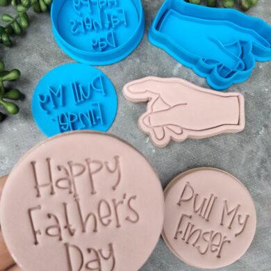 Pull my Finger - Happy Fathers Day with Hand Cookie Cutter and Fondant Stamp Embosser Set - Fathers Day