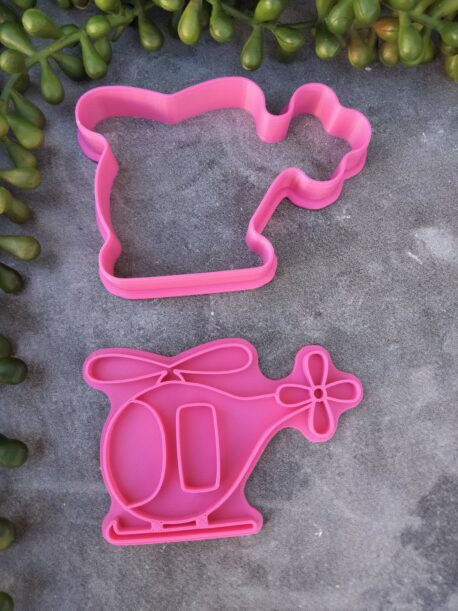 Helicopter Cookie Cutter and Cookie Fondant Embosser Stamp