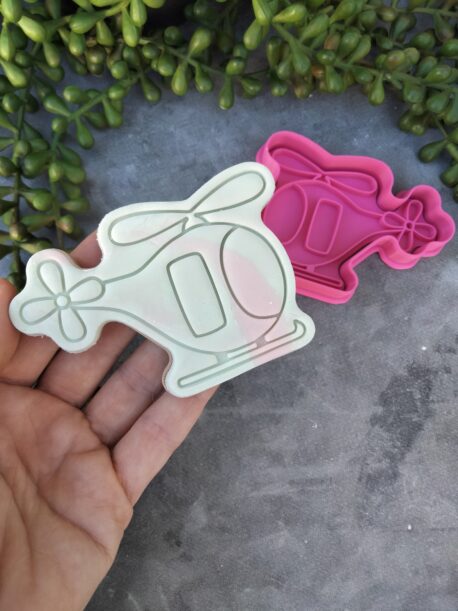Helicopter Cookie Cutter and Cookie Fondant Embosser Stamp