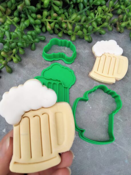Frothy Beer Glass Cookie Cutter and Fondant Stamp Embosser Set Beer Pint
