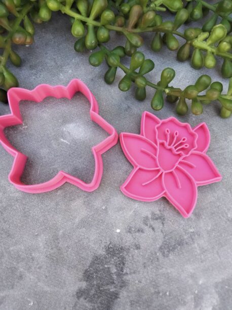 Daffodil Flower Cookie Cutter and Fondant Embosser Stamp Set - Daffodil Day