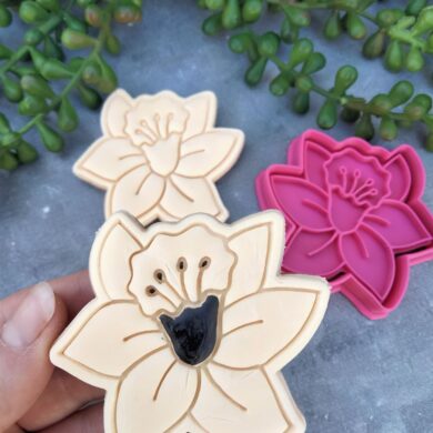 Daffodil Flower Cookie Cutter and Fondant Embosser Stamp Set - Daffodil Day