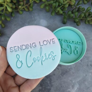 Sending Love and Cookies Cookie Fondant Embosser Imprint Stamp and Cutter