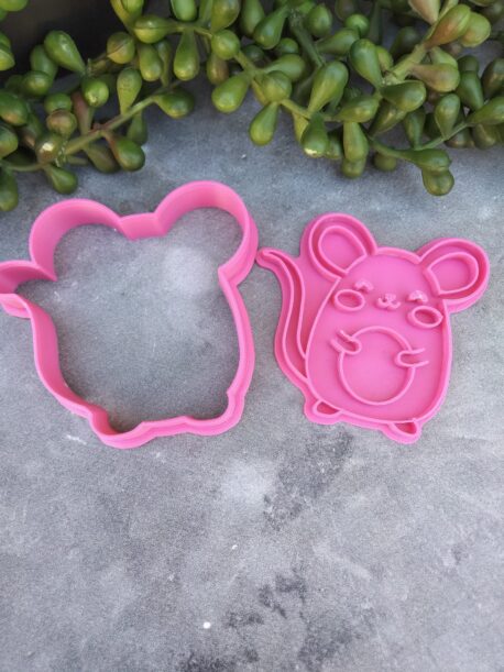 Mouse Cookie Cutter and Fondant Embosser Impress Stamp