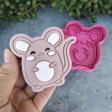 Mouse Cookie Cutter and Fondant Embosser Impress Stamp