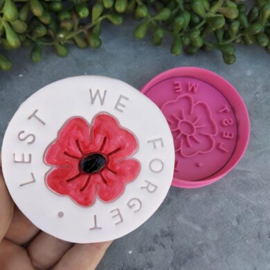 Lest We Forget with Poppy Flower Cookie Fondant Embosser Stamp and Cutter