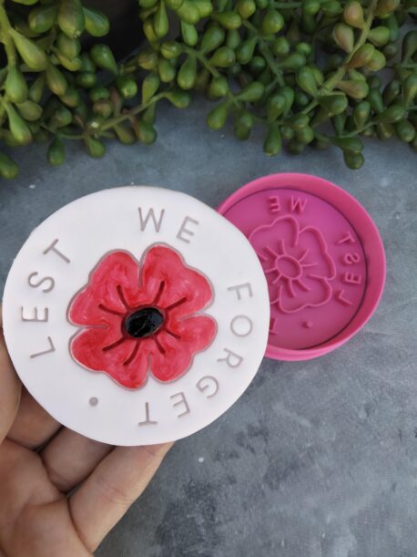 Lest We Forget with Poppy Flower Cookie Fondant Embosser Stamp and Cutter