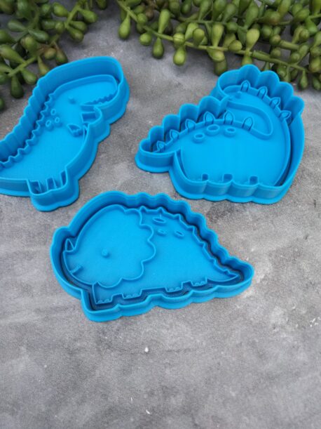 Dinosaur Fondant Embosser Imprint Stamp & Cookie Cutter Set 3 Piece