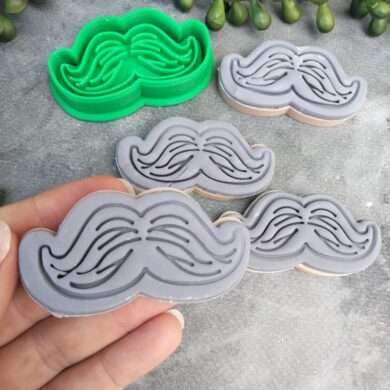 Mini Moustache Cookie Cutter and Fondant Embosser Stamp Mustache Mo