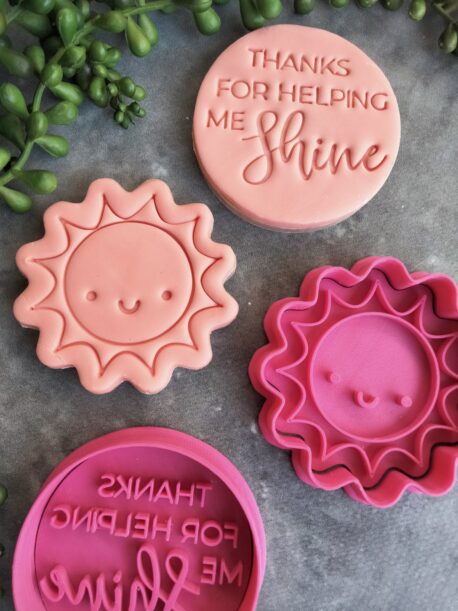 Thanks for helping me Shine / Teachers Gift Fondant Embosser Stamp and Sun Cookie Cutter and Stamp