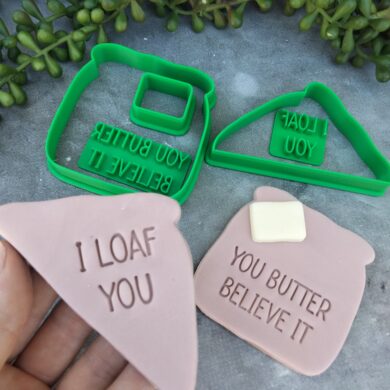I Loaf You - Bread / Fairy Bread Cookie Cutter and Fondant Embosser imprint Stamp (5 Piece Set)
