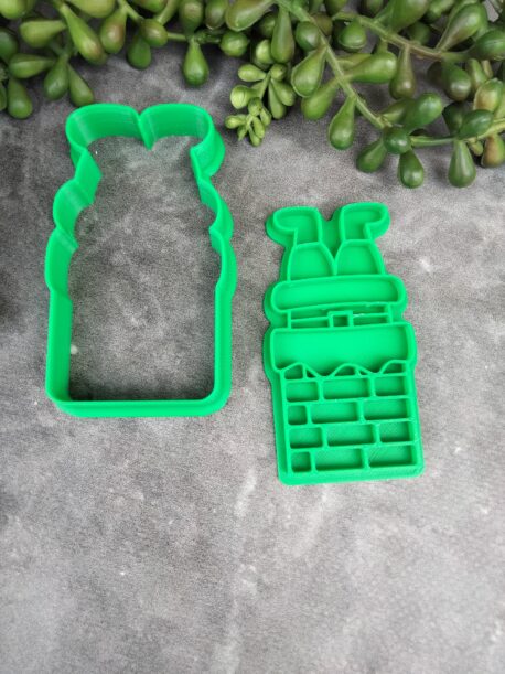 Santa going down a Chimney Embosser Imprint Stamp and Cookie Cutter Christmas Xmas