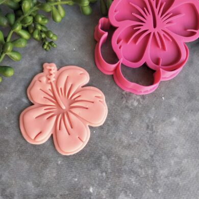 Hibiscus Flower Cookie Cutter and Fondant Imprint Embosser Stamp