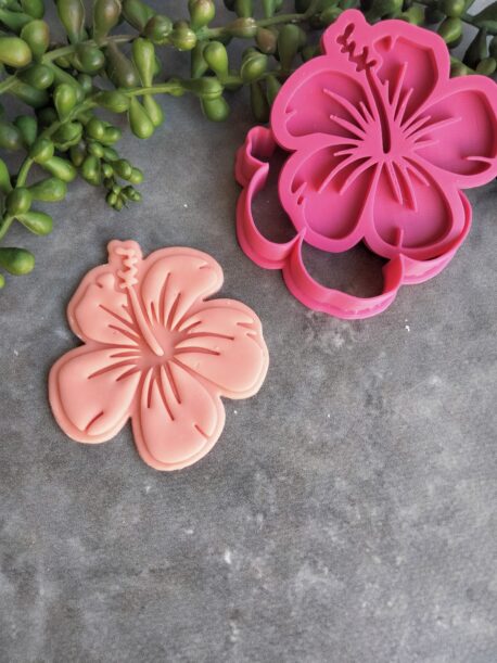 Hibiscus Flower Cookie Cutter and Fondant Imprint Embosser Stamp
