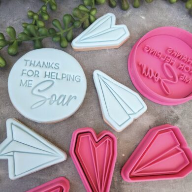 Thanks for helping me soar with 3 x Paper Plane Cookie Cutter and Fondant Embosser Set Teachers Gift Teacher Appreciation